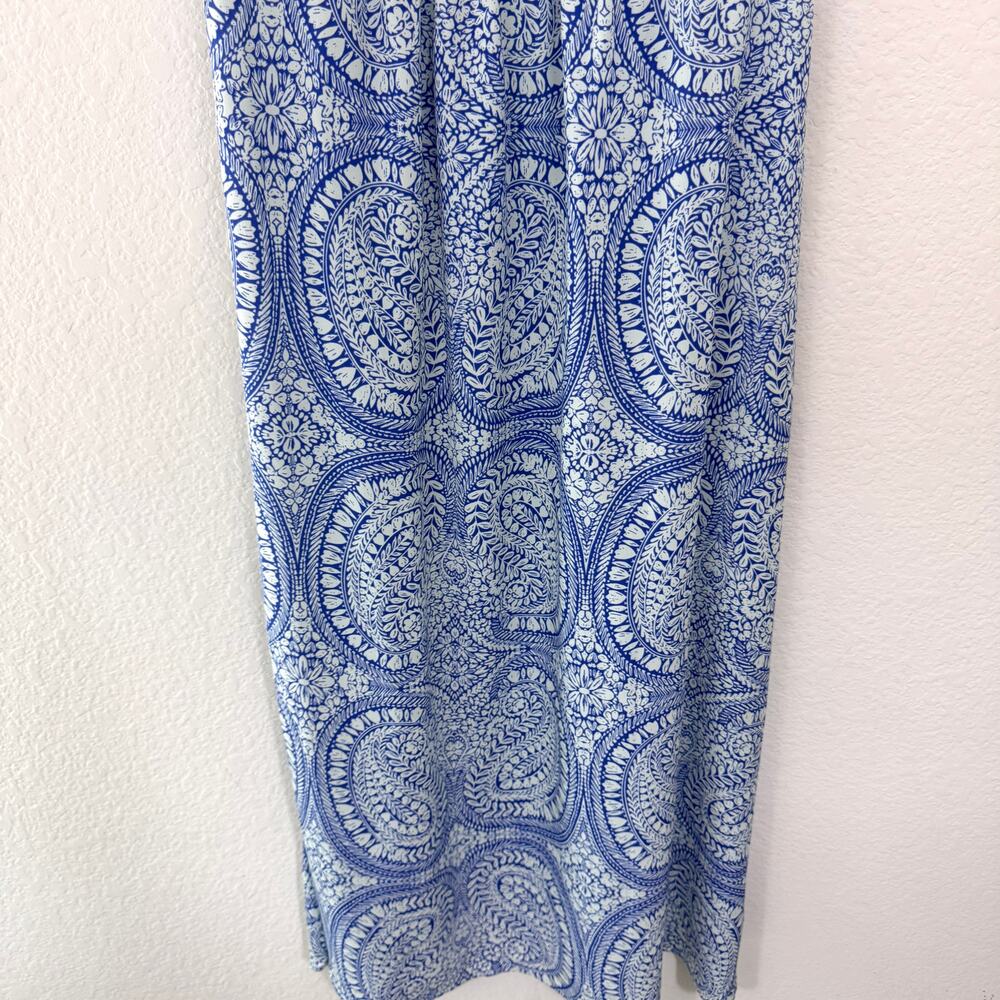 Talbots Womens Sleeveless Maxi Dress Size 8 Chiffon Flowy Floral Paisley Blue - Picture 4 of 8